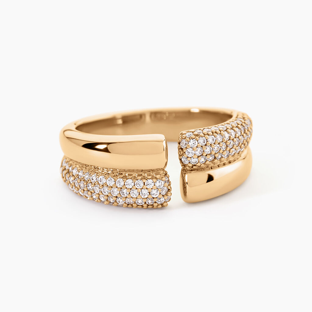Bague Shiny Bold Plaqu&eacute; Or Jaune Oxyde De Zirconium - Bagues avec pierre Femme | Histoire d&rsquo;Or