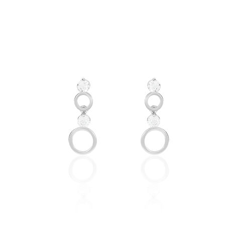 Boucles D'oreilles Puces Wynona Or Blanc Oxyde - Boucles d'oreilles pendantes Femme | Histoire d’Or