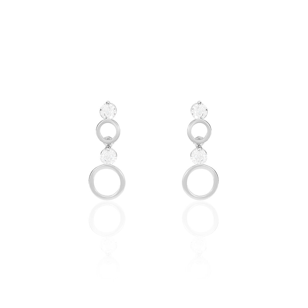 Boucles D'oreilles Puces Wynona Or Blanc Oxyde