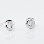 Boucles D'oreilles Puces Argent Blanc Laureano Oxydes De Zirconium - Boucles d'oreilles fantaisie Femme | Histoire d&rsquo;Or