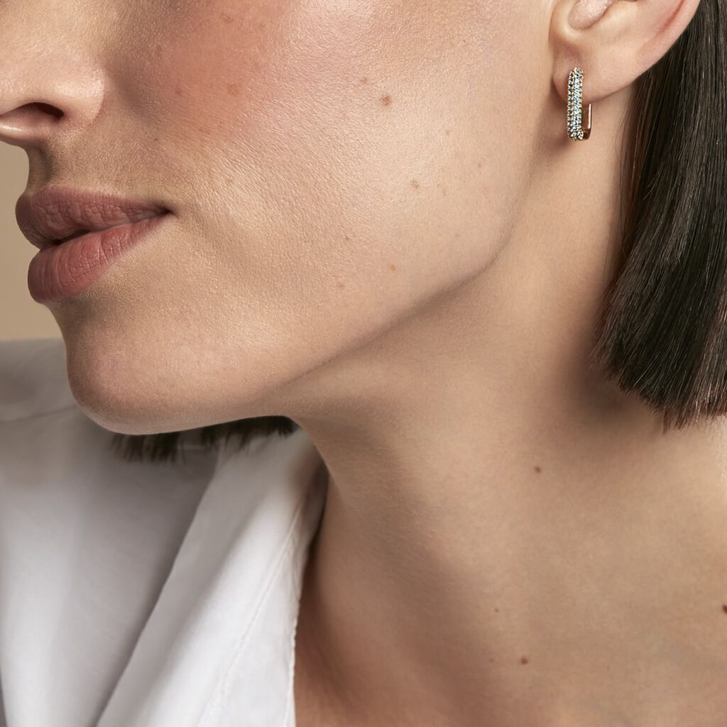 Créoles Ileen Plaqué Or Jaune Autres Pierres - Boucles d'oreilles créoles Femme | Histoire d’Or