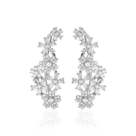 Bijoux D'oreilles Midnight Flower Argent Blanc Oxyde De Zirconium - Ear cuffs Femme | Histoire d&rsquo;Or