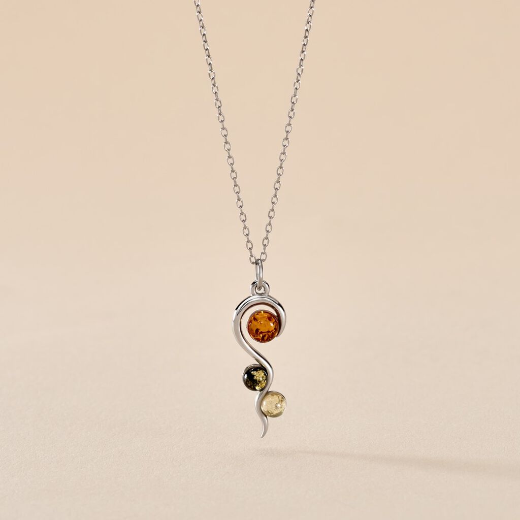 Collier Murriel Argent Blanc Ambre - Colliers fantaisie Femme | Histoire d&rsquo;Or