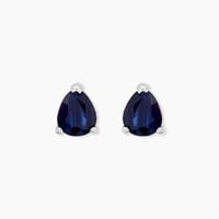Boucles D'oreilles Puces Or Blanc Isador Saphir