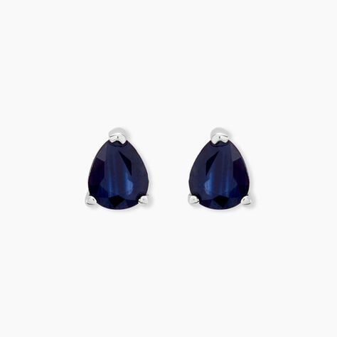 Boucles D'oreilles Puces Or Blanc Isador Saphir - Clous d'oreilles Femme | Histoire d’Or