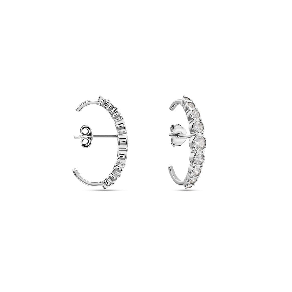 Boucles D'oreilles Liviu Argent Blanc Oxyde De Zirconium - Boucles d'oreilles cr&eacute;oles Femme | Histoire d&rsquo;Or