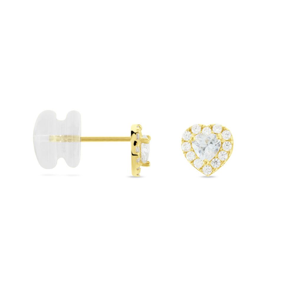 Boucles D'oreilles Puces Or Jaune Festuca Oxydes De Zirconium - Clous d'oreilles Femme | Histoire d’Or