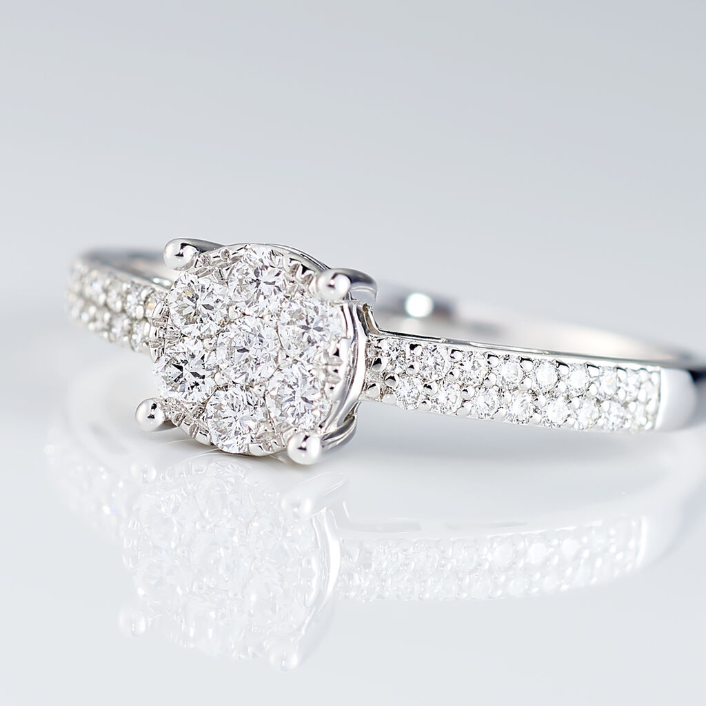Bague Julia Or Blanc Diamant Synthetique - Bagues solitaires Femme | Histoire d&rsquo;Or