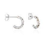 Creoles Argent Blanc Indy Oxyde De Zirconium - Boucles d'oreilles cr&eacute;oles Femme | Histoire d&rsquo;Or