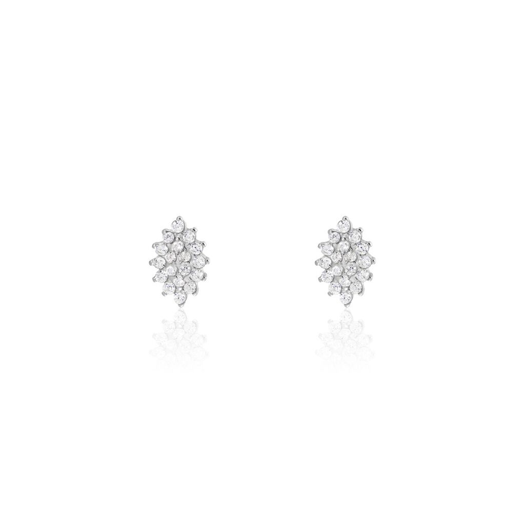 Boucles D'oreilles Puces Argent Blanc Hellouin Oxydes De Zirconium - Boucles d'oreilles fantaisie Femme | Histoire d’Or