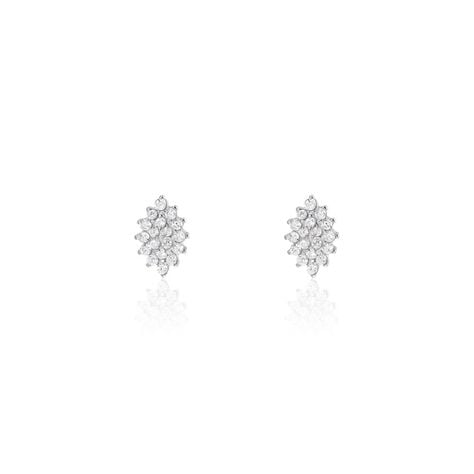 Boucles D'oreilles Puces Argent Blanc Hellouin Oxydes De Zirconium - Boucles d'oreilles fantaisie Femme | Histoire d’Or