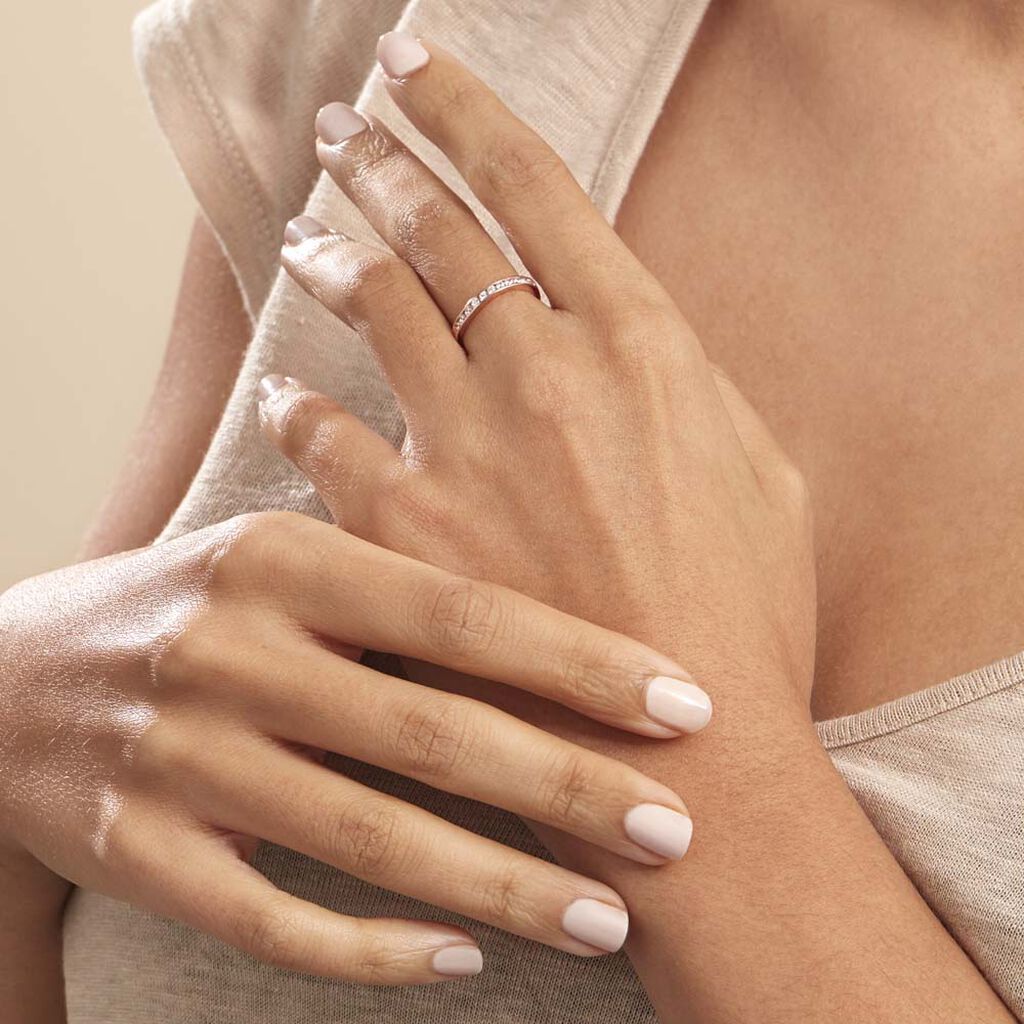Bague Davila Or Rose Oxyde De Zirconium - Alliances Femme | Histoire d’Or