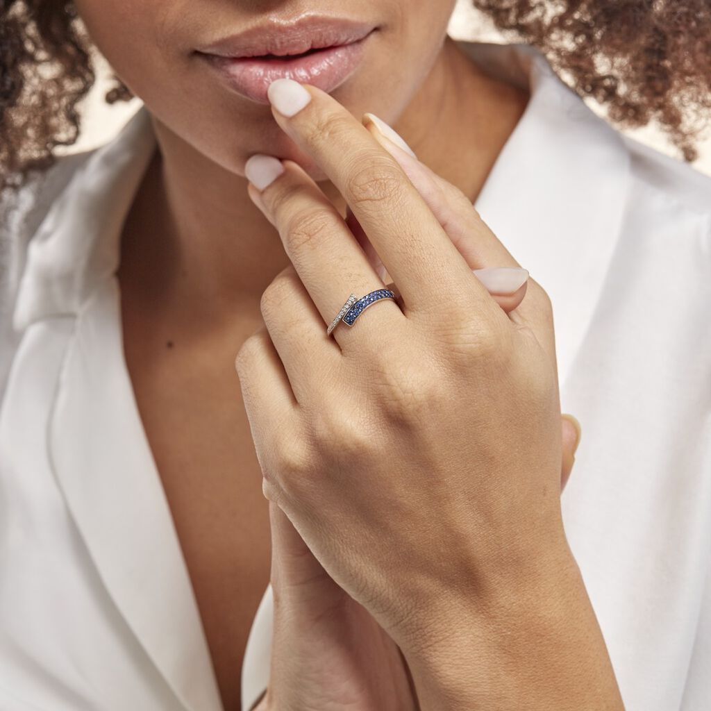Bague Amelie Or Blanc Saphir Et Diamant - Bagues avec pierre Femme | Histoire d’Or