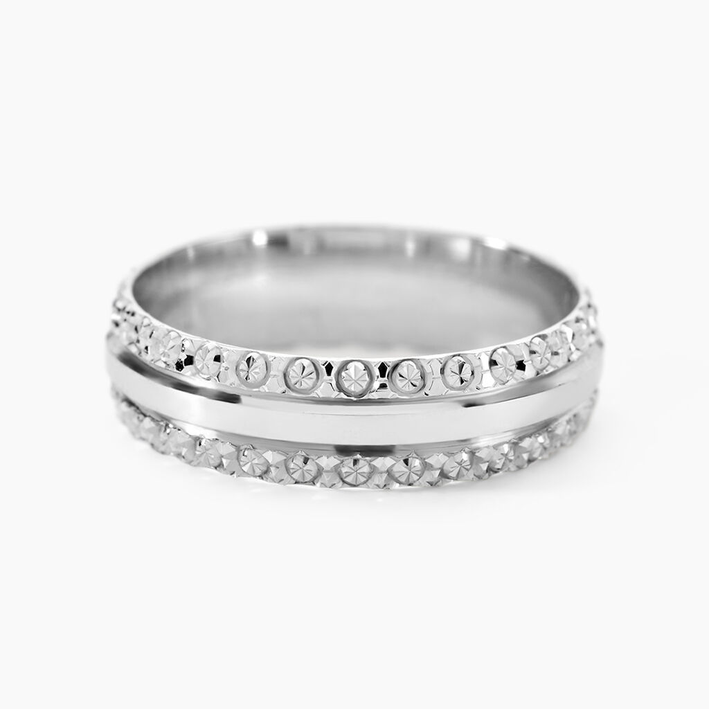 Alliance June 2 Rangs Diamantee Ruban Plat Or Blanc - Alliances Unisex | Histoire d&rsquo;Or