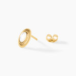 Boucles D'Oreilles Puces Osana Argent Dor&eacute; A L'Or 750/1000 Nacre - Clous d'oreilles Femme | Histoire d&rsquo;Or