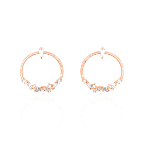 Boucles D'oreilles Pendantes Celene Argent Rose Oxyde De Zirconium - Boucles d'oreilles fantaisie Femme | Histoire d’Or