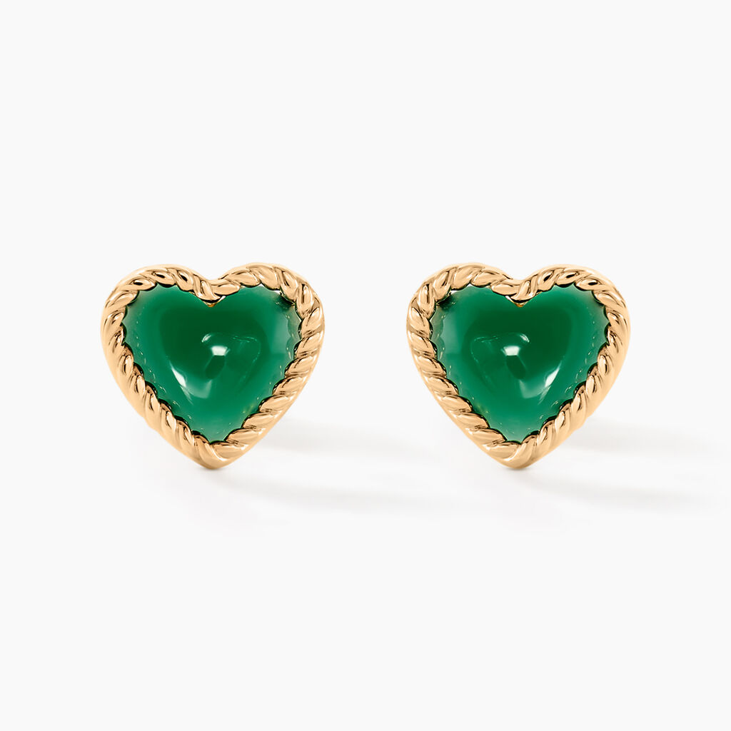 Boucles D'oreilles Puces Par Amour Plaque Or Jaune Agate - Boucles d'oreilles fantaisie Femme | Histoire d’Or