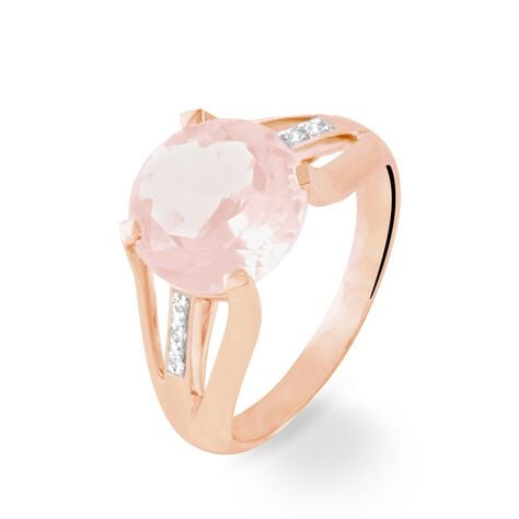 Bague Cecile Or Rose Quartz Et Diamant - Bagues solitaires Femme | Histoire d&rsquo;Or