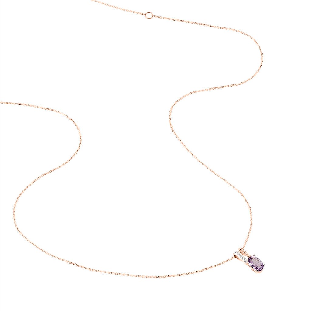 Collier Frannie Or Rose Amethyste Et Oxyde De Zirconium - Colliers Femme | Histoire d&rsquo;Or