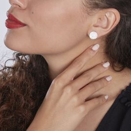 Boucles D'oreilles Puces Darwin Argent Blanc Oxyde - Boucles d'oreilles fantaisie Femme | Histoire d’Or