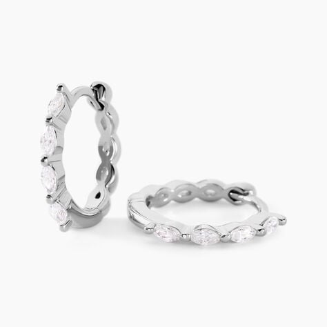 Cr&eacute;oles Servane Argent Blanc Oxyde De Zirconium - Boucles d'oreilles cr&eacute;oles Femme | Histoire d&rsquo;Or