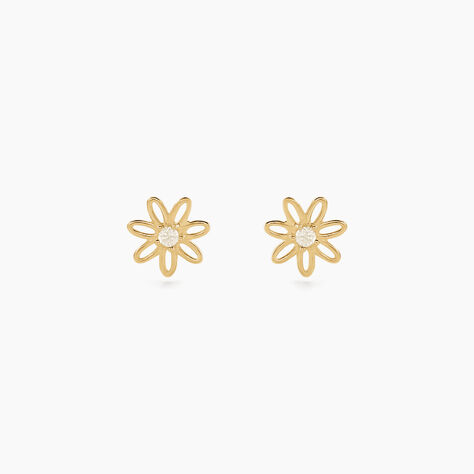 Boucles D'oreilles Puces Syd Or Jaune Oxyde De Zirconium - Clous d'oreilles Enfant | Histoire d’Or