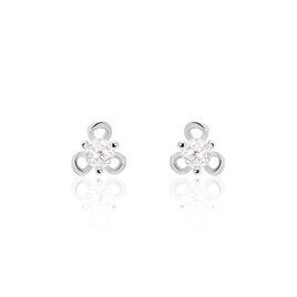 Boucles D'oreilles Puces Charlyne Argent Blanc Oxyde De Zirconium - Boucles d'oreilles fantaisie Femme | Histoire d’Or