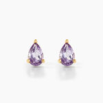 Boucles D'oreilles Puces Goutte Or Jaune Am&eacute;thyste - Clous d'oreilles Femme | Histoire d&rsquo;Or