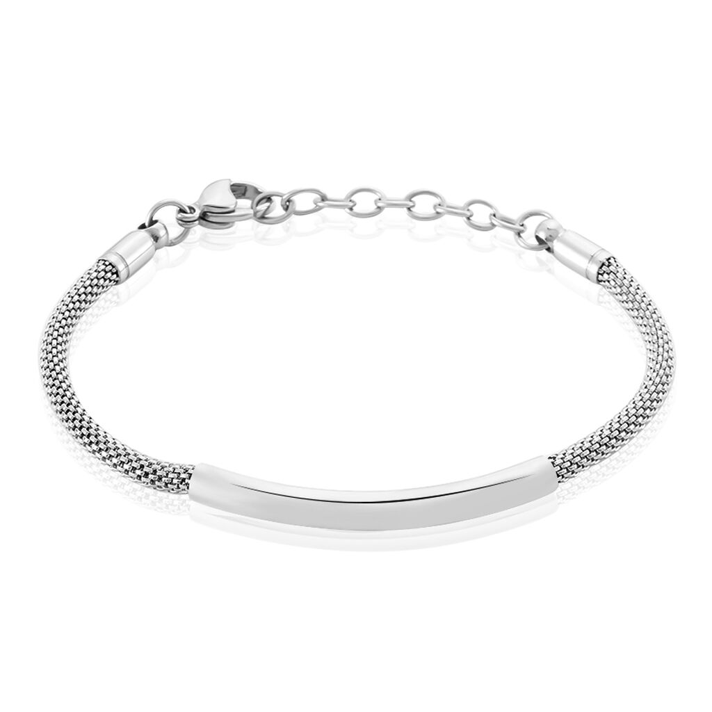 Bracelet Aedan Maille Popcorn Acier Blanc