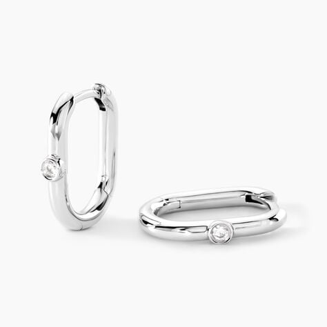 Cr&eacute;oles Infini Pop Argent Blanc Oxyde De Zirconium - Boucles d'oreilles cr&eacute;oles Femme | Histoire d&rsquo;Or