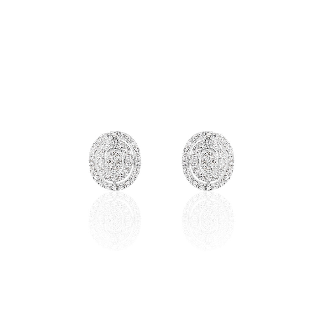 Boucles D'oreilles Puces Fidjy Argent Blanc Oxyde De Zirconium - Boucles d'oreilles fantaisie Femme | Histoire d’Or