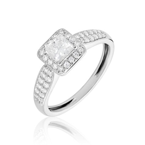 Solitaire Or Blanc  Princessa Diamant Synthetique - Bagues solitaires Femme | Histoire d&rsquo;Or