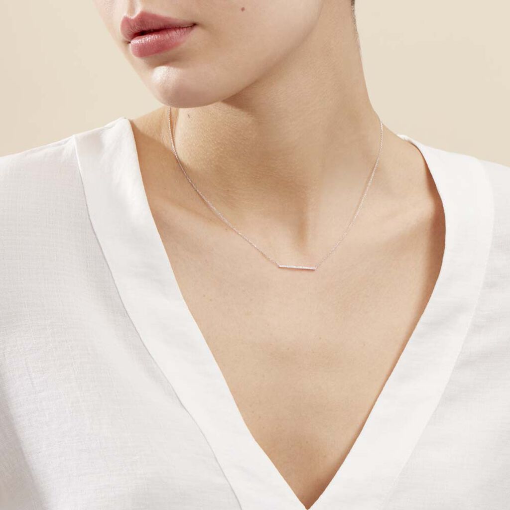Collier Alayna Or Blanc Diamant - Colliers Femme | Histoire d’Or