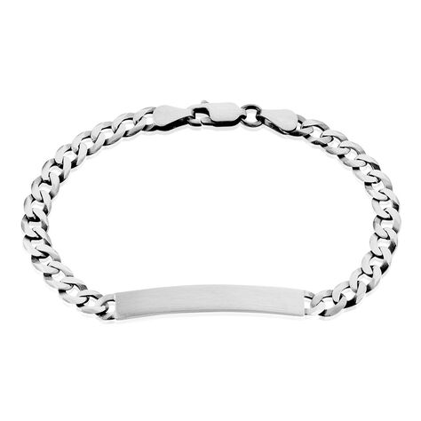 Bracelet Identité Plaqué Argent 925 – 20 Cm, 10 Mm – À Graver, Mixte Homme/femme – Style Personnalisable