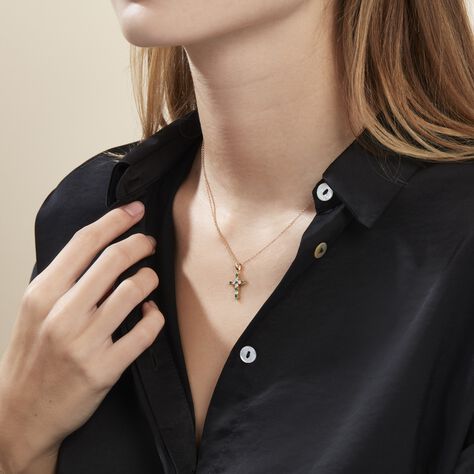 Collier Plaqué Or Gaea Pierre Synthétique - Colliers Croix Femme | Histoire d’Or