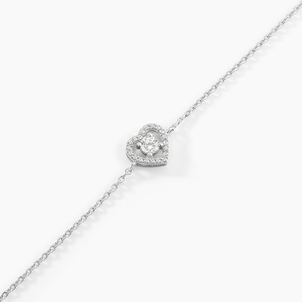 Bracelet Suzon Argent Blanc Oxyde De Zirconium - Bracelets Coeur Femme | Histoire d’Or