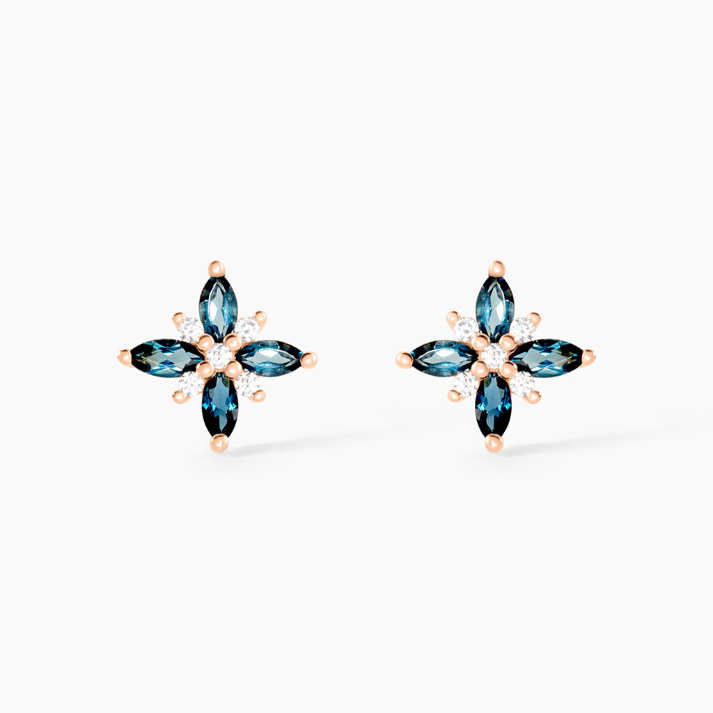 Boucles D'oreilles Puces Anabele Or Rose Topaze Oxyde - Clous d'oreilles Femme | Histoire d’Or