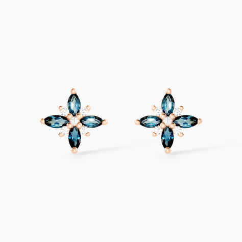 Boucles D'oreilles Puces Anabele Or Rose Topaze Oxyde - Clous d'oreilles Femme | Histoire d’Or