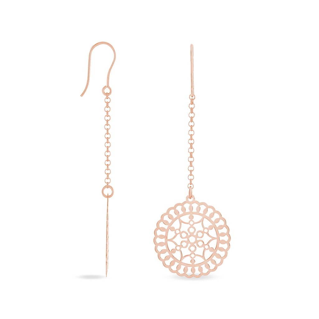 Boucles D'oreilles Pendantes Rotonda Argent Rose - Boucles d'oreilles fantaisie Femme | Histoire d’Or