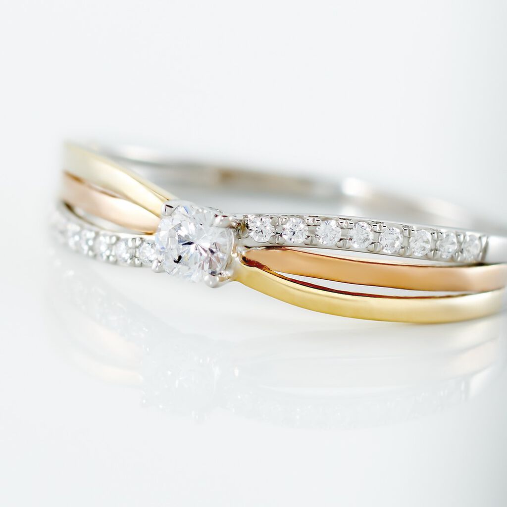 Bague Or Tricolore Peregrine Oxyde De Zirconium - Bagues solitaires Femme | Histoire d’Or