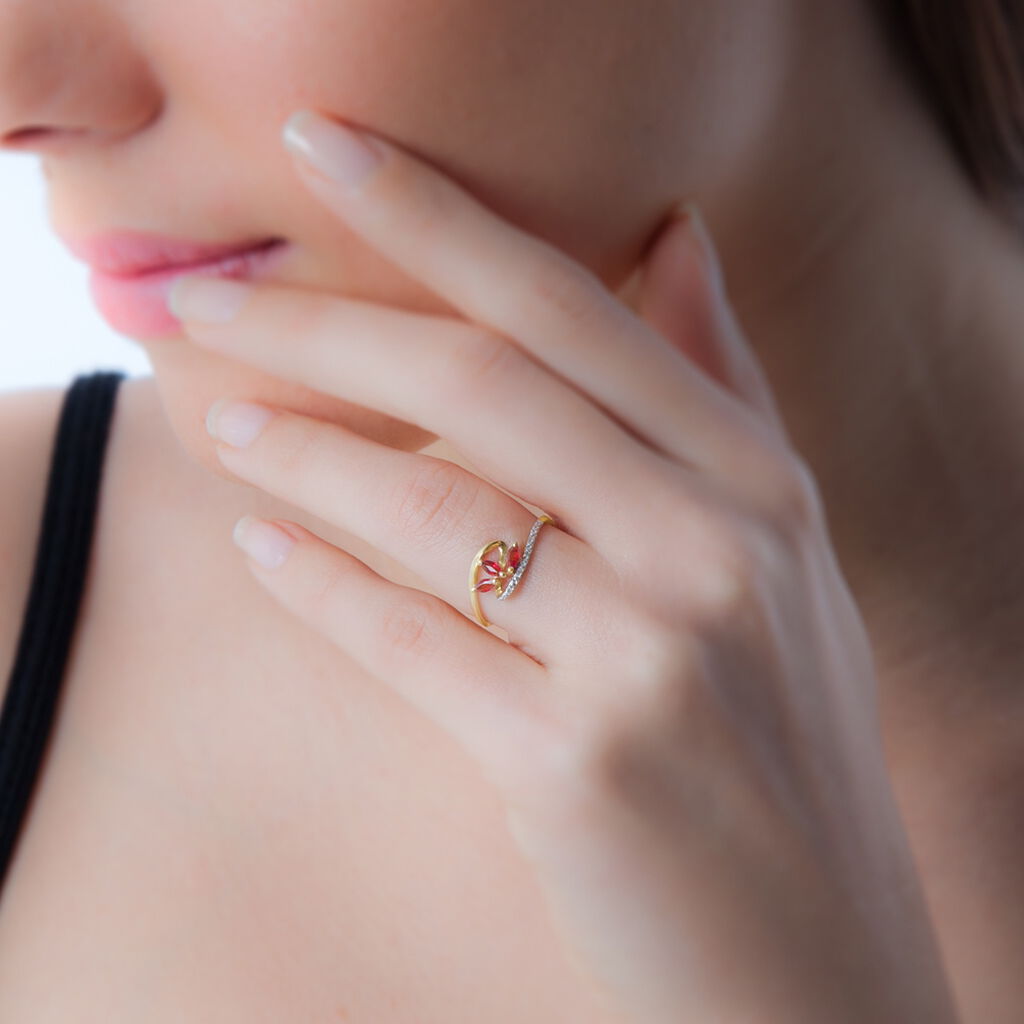 Bague Naceira Or Bicolore Rubis Et Diamant - Bagues avec pierre Femme | Histoire d&rsquo;Or