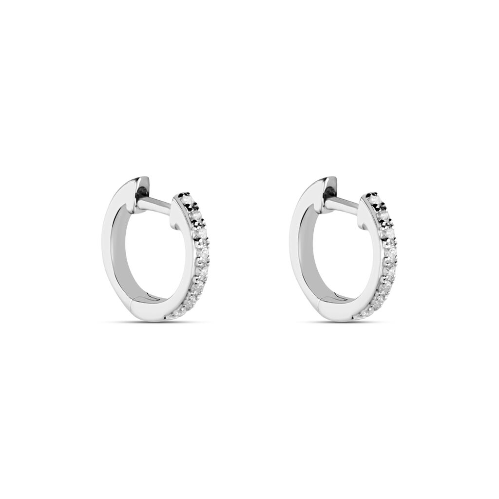 Créoles Or Blanc Aryana Diamants - Boucles d'oreilles créoles Femme | Histoire d’Or