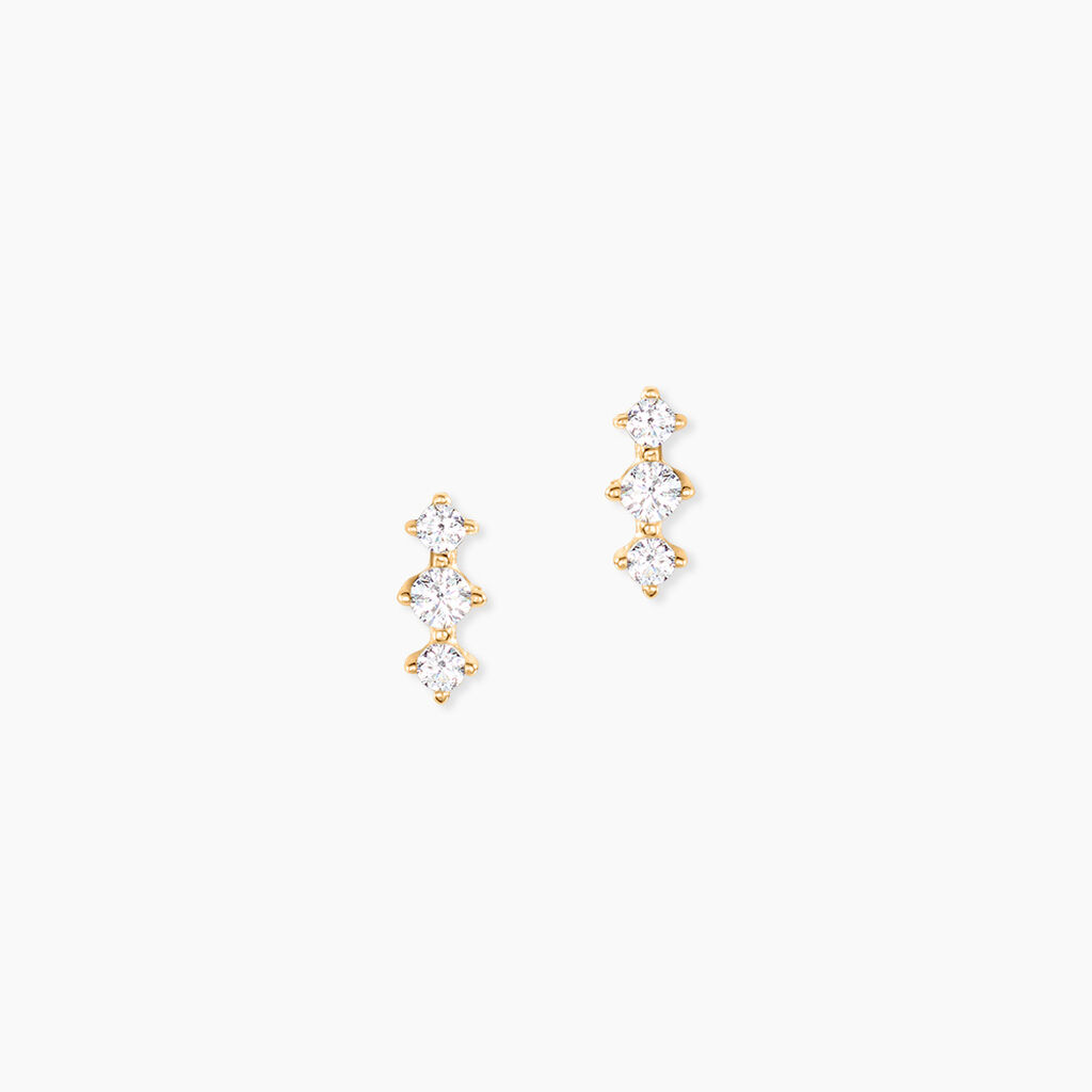 Boucles D'Oreilles Puces Maelly Plaqu&eacute; Or Jaune Oxyde De Zirconium - Boucles d'oreilles empierr&eacute;es Femme | Histoire d&rsquo;Or