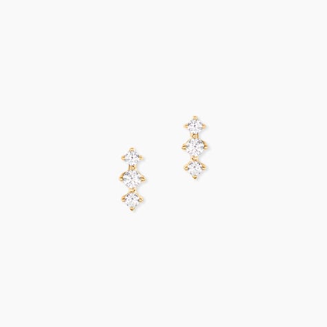 Boucles D'Oreilles Puces Maelly Plaqu&eacute; Or Jaune Oxyde De Zirconium - Boucles d'oreilles empierr&eacute;es Femme | Histoire d&rsquo;Or