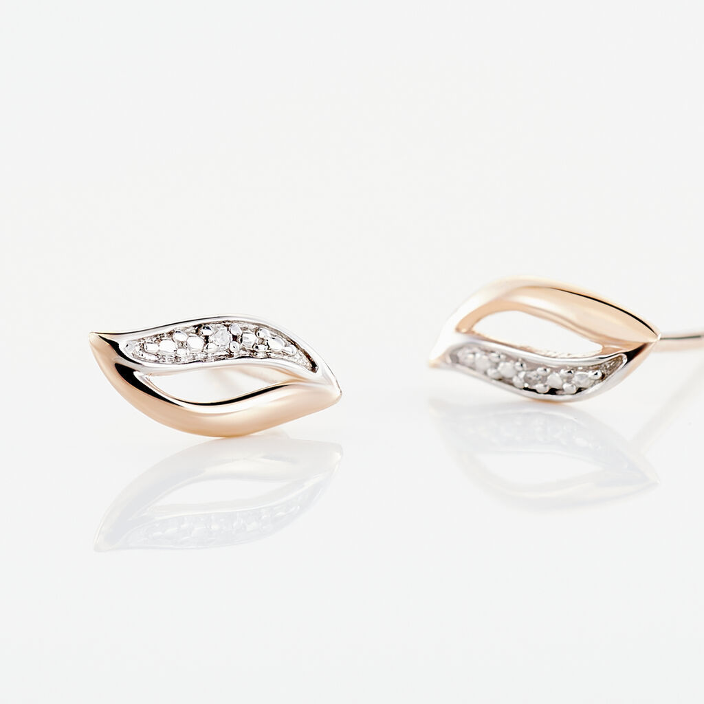 Boucles D'oreilles Puces Smeralda Or Rose Diamant - Clous d'oreilles Femme | Histoire d’Or