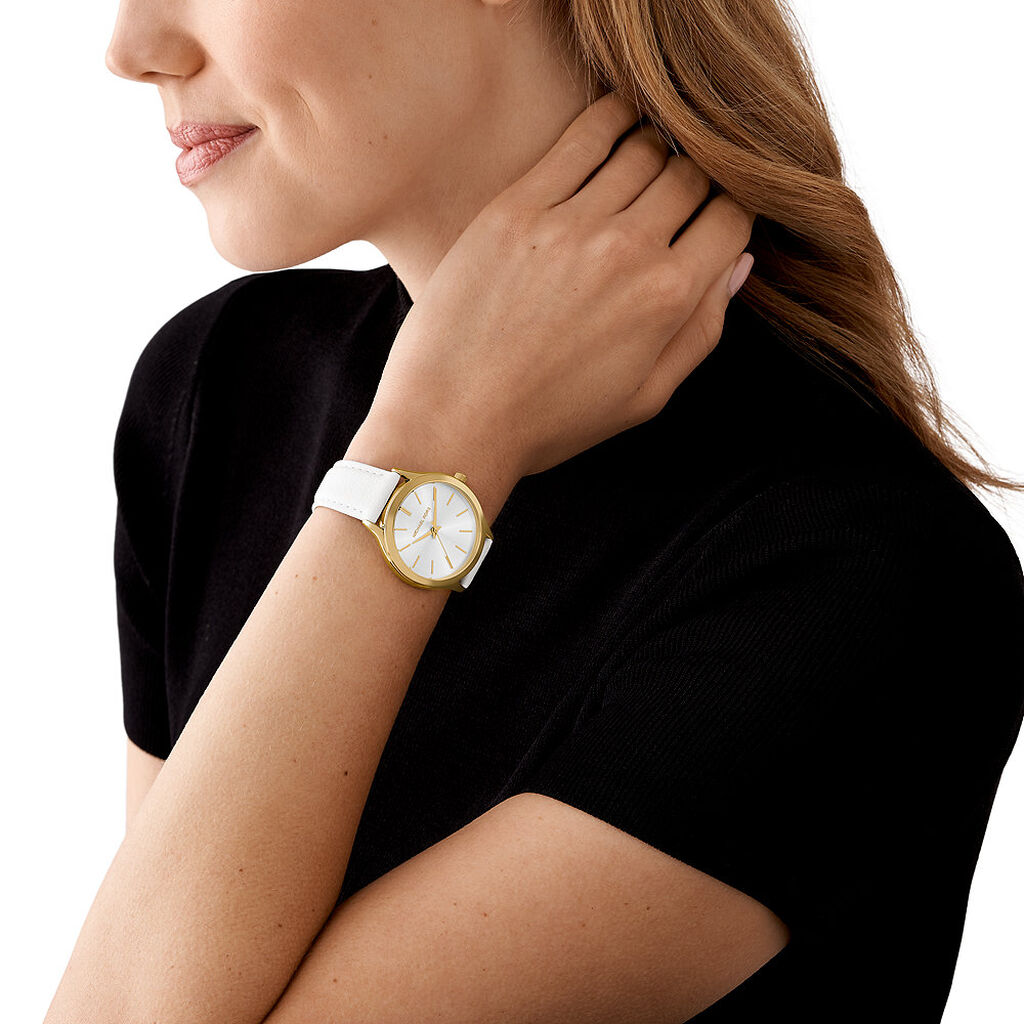 Montre Michael Kors Slim Runway Blanc - Montres Femme | Histoire d’Or