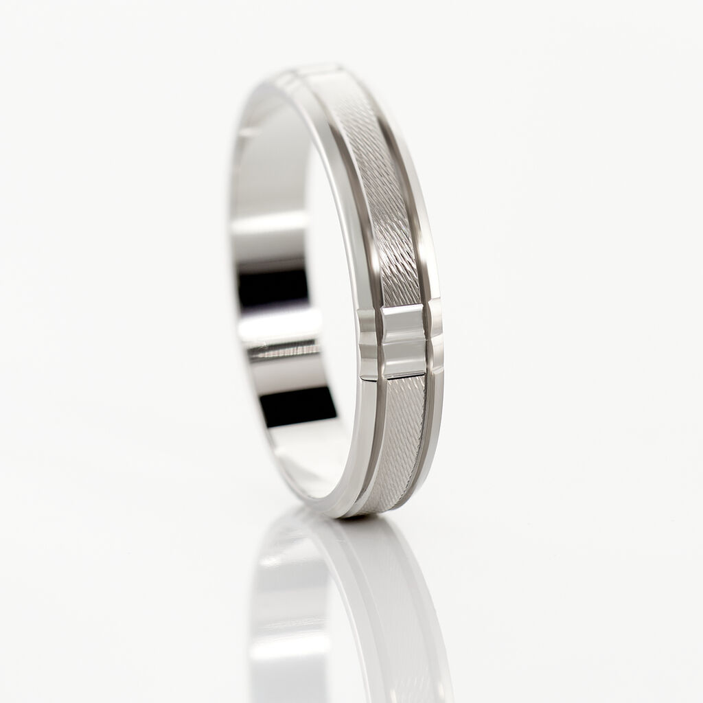 Alliance Hades Texture Ruban Plat Palladium Blanc - Alliances Homme | Histoire d’Or