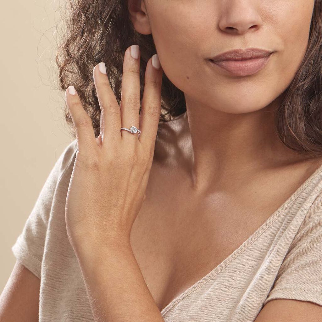 Bague Loriane Or Blanc Topaze Et Oxyde De Zirconium - Bagues solitaires Femme | Histoire d’Or