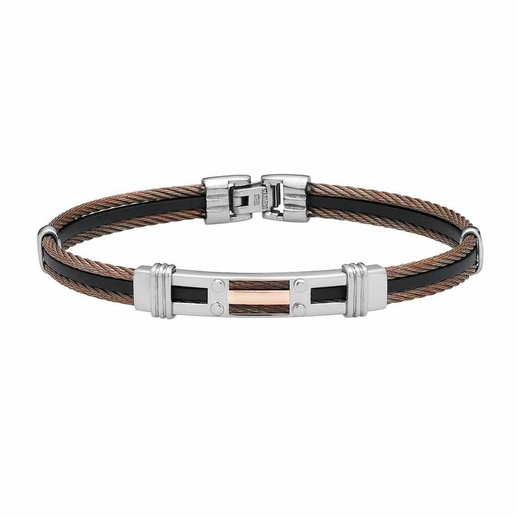 Bracelet Jourdan Corelieae Acier Bicolore - Bracelets Homme | Histoire d’Or