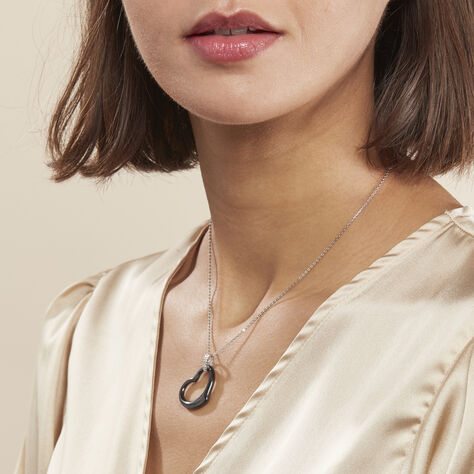 Collier Pam Argent Blanc Céramique Et Oxyde De Zirconium - Colliers Coeur Femme | Histoire d’Or